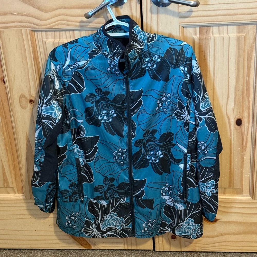Blue and Black Floral Determined Jacket